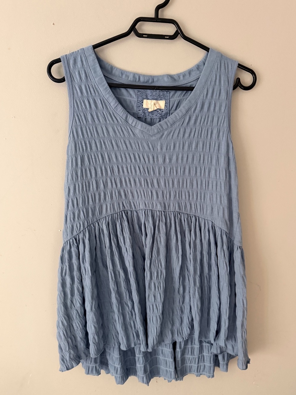 Cupio Relaxed blouse peplum pleated smock ruffle top sleeveless tank